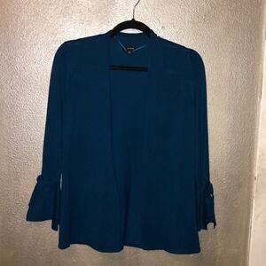 Alfani  Girly Preppy Academia Teal Knit Cardigan Bows on Sleeves Cardigan